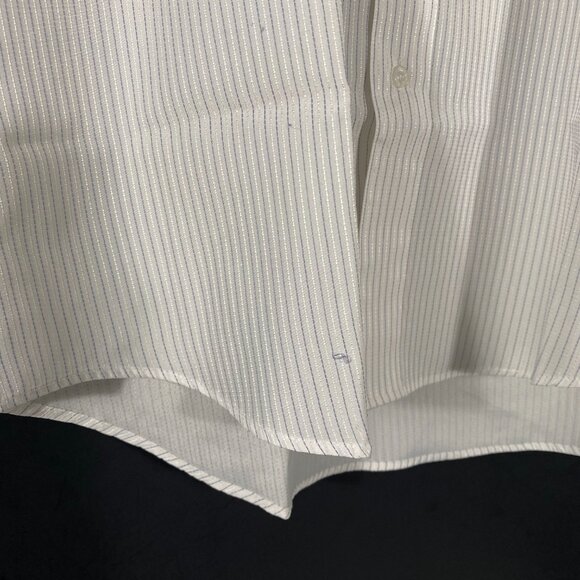 Vintage Versace V2 Vertical Stripe Boxy Fit Short Sleeve Shirt White size 16 1/2 - Picture 3 of 7